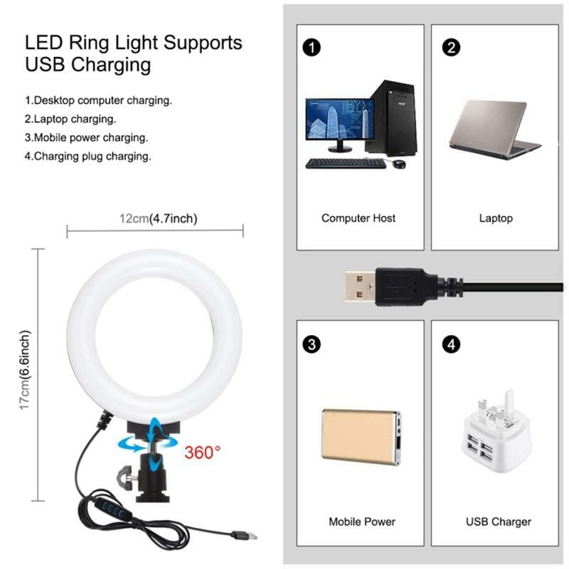 Комплект блогера Puluz PKT3028 4в1 (кольцевой свет, штативное крепление, держатель для телефона, микрофон)
