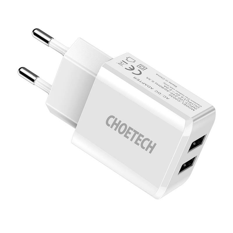 Сетевое зарядное устройство Choetech (2USBх2A) White (C0030)