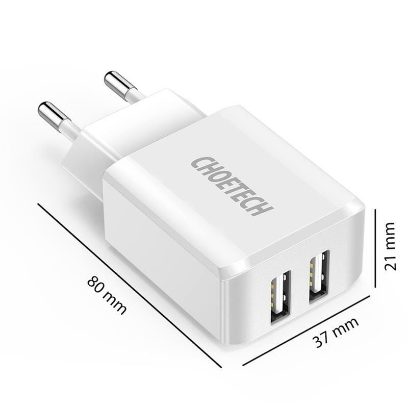 Сетевое зарядное устройство Choetech (2USBх2A) White (C0030)