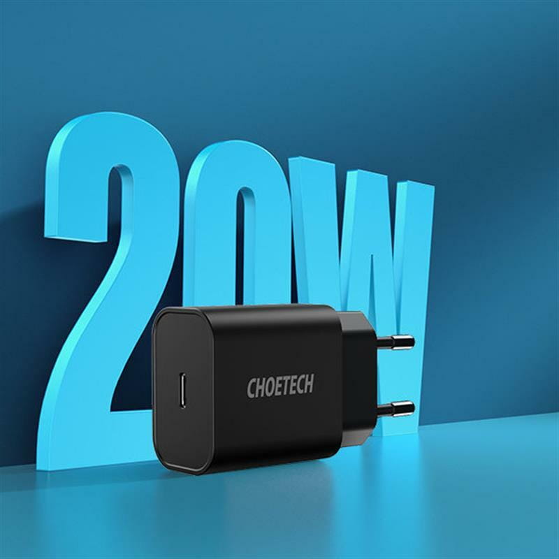 Мережевий зарядний пристрій Choetech (1USBх3A) Type-C PD20W Charger Black (Q5004-EU)