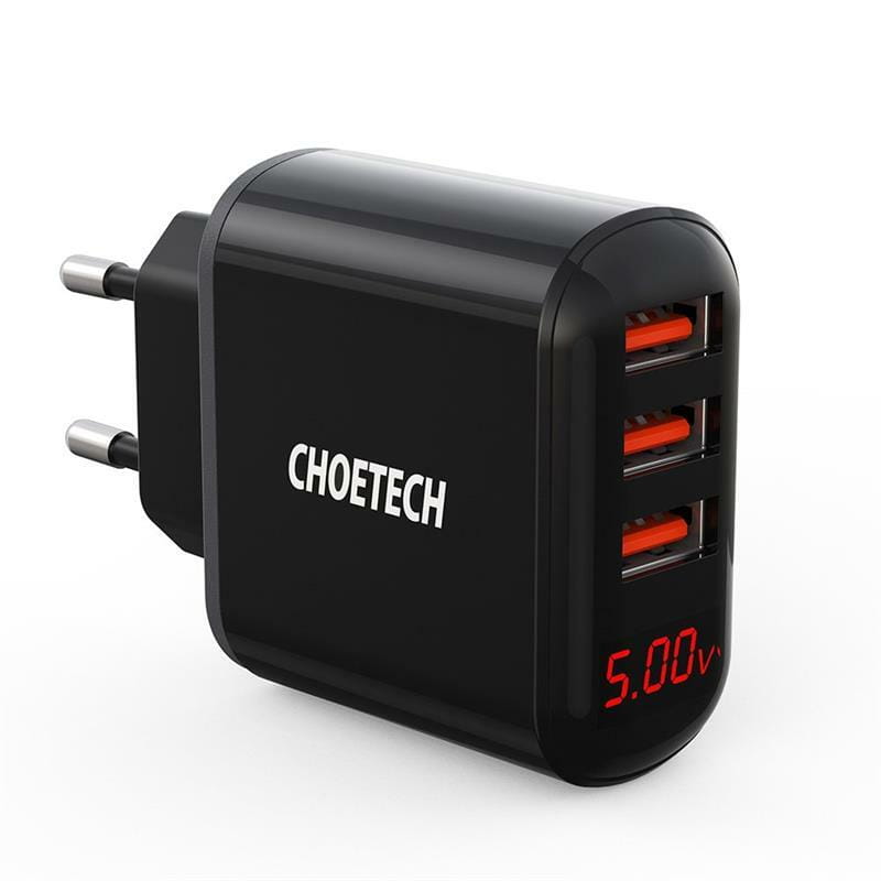 Сетевое зарядное устройство Choetech (3USBх2.4A) Black (Q5009-EU)