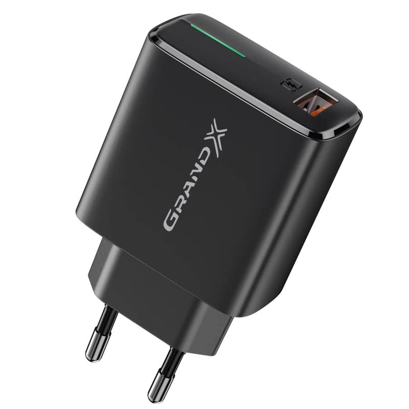 Сетевое зарядное устройство Grand-X Quick Charge 3.0 (1xUSB 1.5-3A) Black (CH-550B)