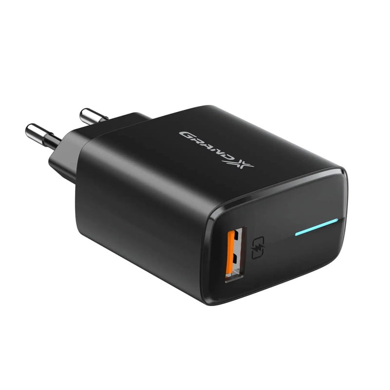 Сетевое зарядное устройство Grand-X Quick Charge 3.0 (1xUSB 1.5-3A) Black (CH-550B)