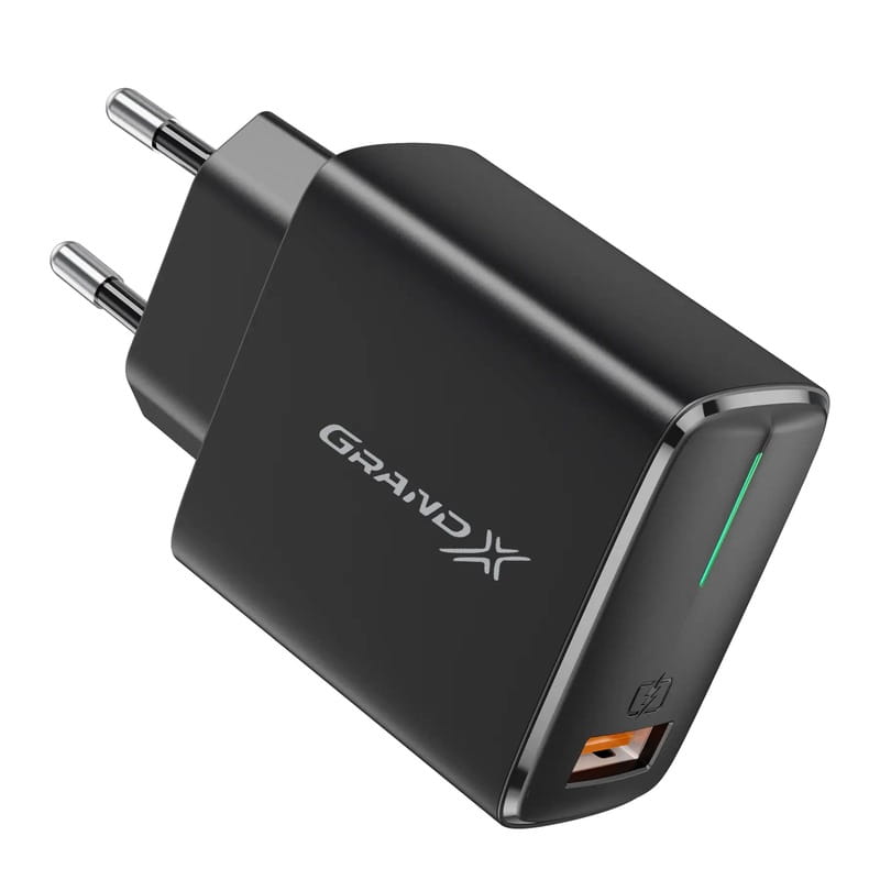 Сетевое зарядное устройство Grand-X Quick Charge 3.0 (1xUSB 1.5-3A) Black (CH-550B)