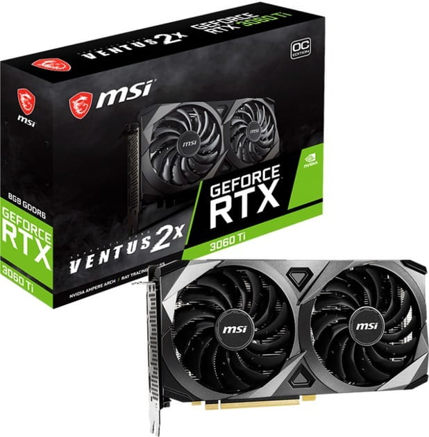 Відеокарта GF RTX 3060 8GB GDDR6 Ventus 2X OC MSI (GeForce RTX 3060 VENTUS 2X 8G OC)