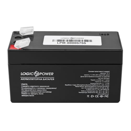 Фото - Батарея для ДБЖ Logicpower Акумуляторна батарея  LPM 12V 1.3AH  AGM LP4131 (LPM 12 - 1.3 AH)