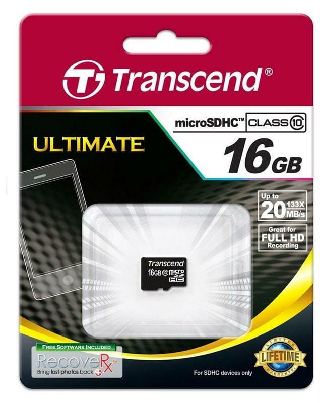 Карта памяти MicroSDHC  16GB Class 10 Transcend (TS16GUSDC10)
