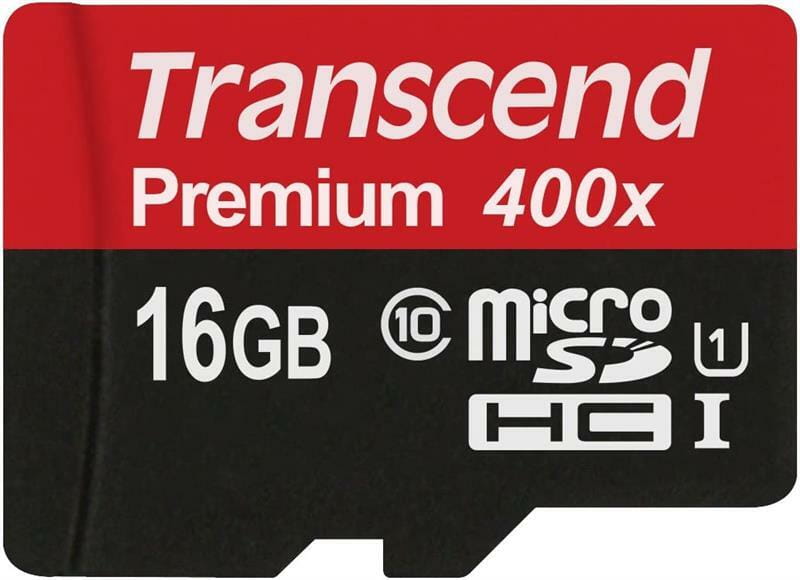 Карта памяти MicroSDHC  16GB UHS-I Class 10 Transcend Premium 400x (TS16GUSDCU1)