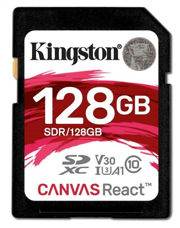 Карта пам#ятi SDXC 128GB UHS-I/U3 Class 10 Kingston Canvas React R100/W80MB/s (SDR/128GB)