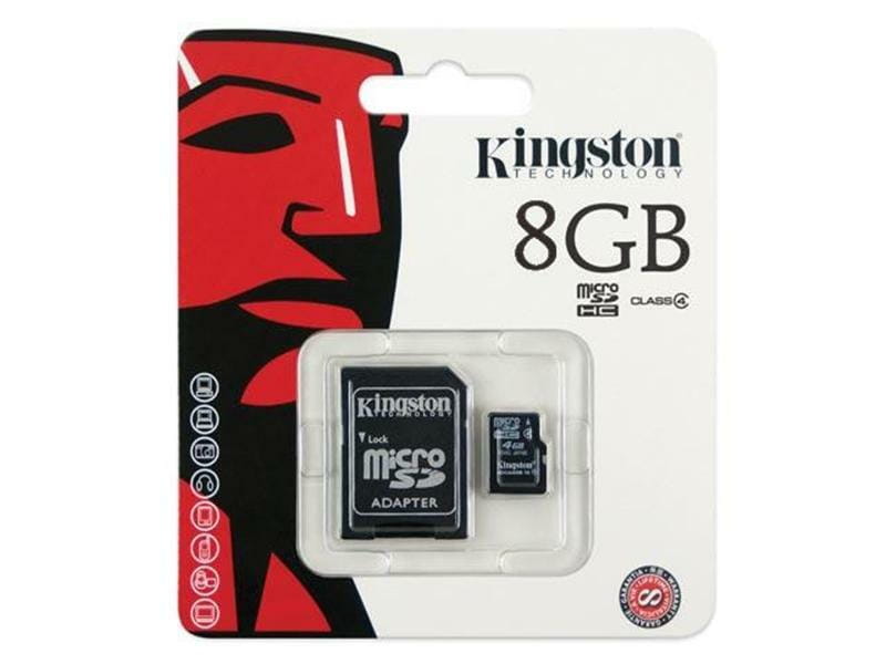 Карта памяти MicroSDHC   8GB Class 4 Kingston + SD-adapter (SDC4/8GB)