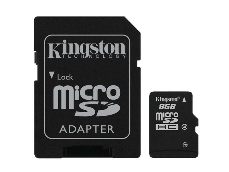Карта памяти MicroSDHC   8GB Class 4 Kingston + SD-adapter (SDC4/8GB)