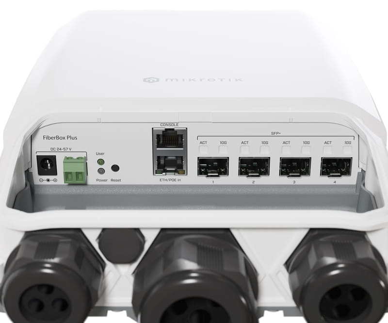 Коммутатор MikroTik FiberBox Plus (CRS305-1G-4S+OUT) (4x10G SFP+, 1xGE LAN, внешний, IP66,-40°/+70°, POE in, DC, 2pin)