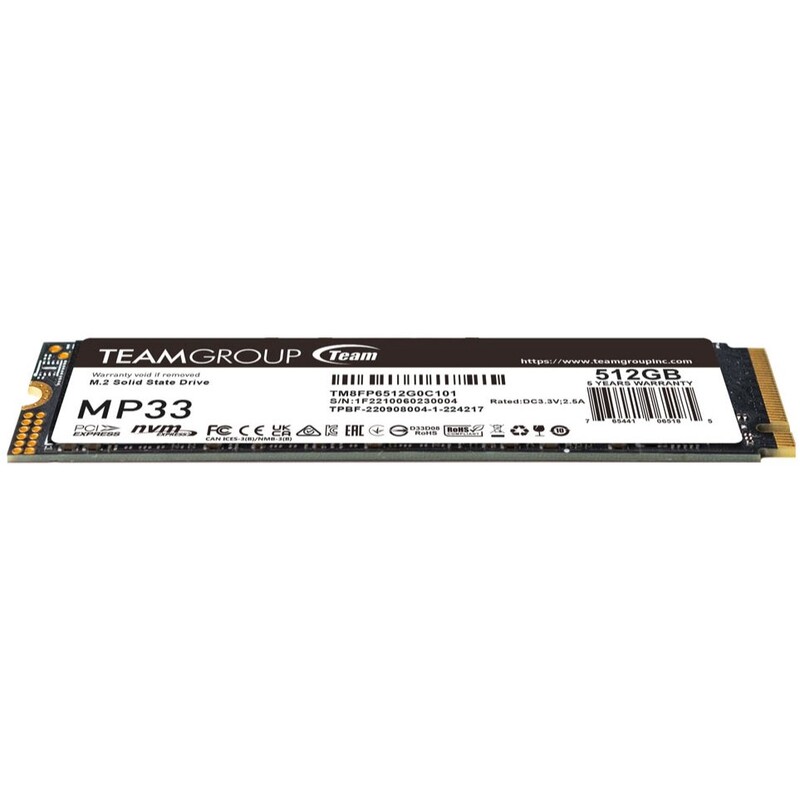 Накопичувач SSD  512GB Team MP33 M.2 2280 PCIe 3.0 x4 3D TLC (TM8FP6512G0C101)