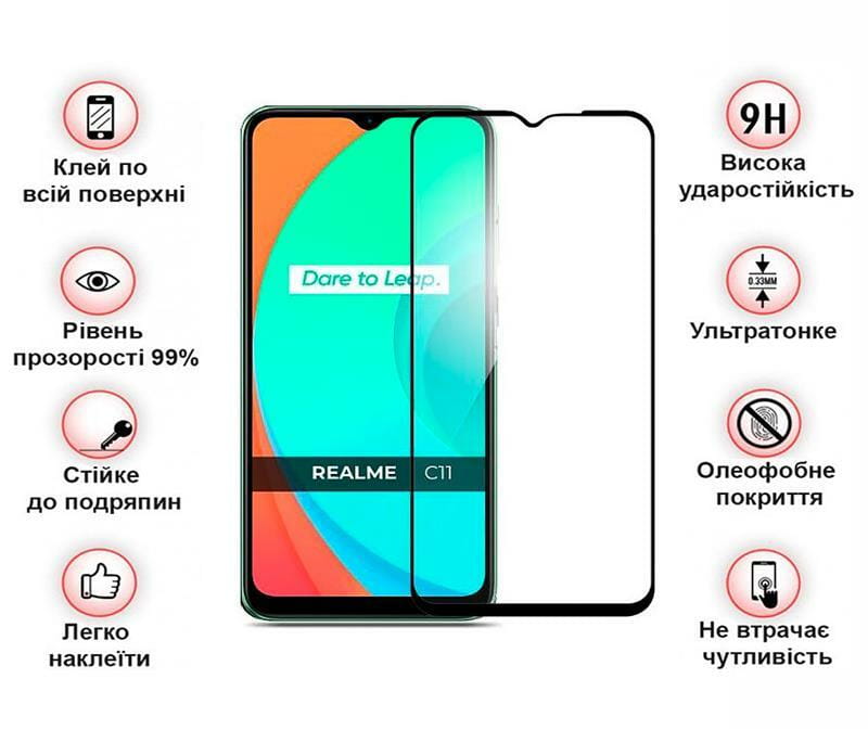 Защитное стекло BeCover для Realme C11 2021 Black (708153)