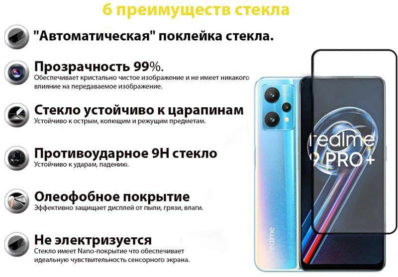 Защитное стекло BeCover для Realme 9 Pro Plus Black (707879)