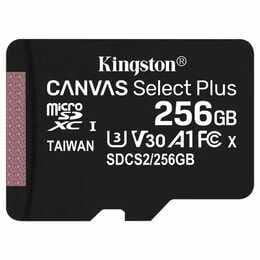 Карта памяти MicroSDXC 256GB UHS-I/U3 Class 10 Kingston Canvas Select Plus R100/W85MB/s (SDCS2/256GBSP)