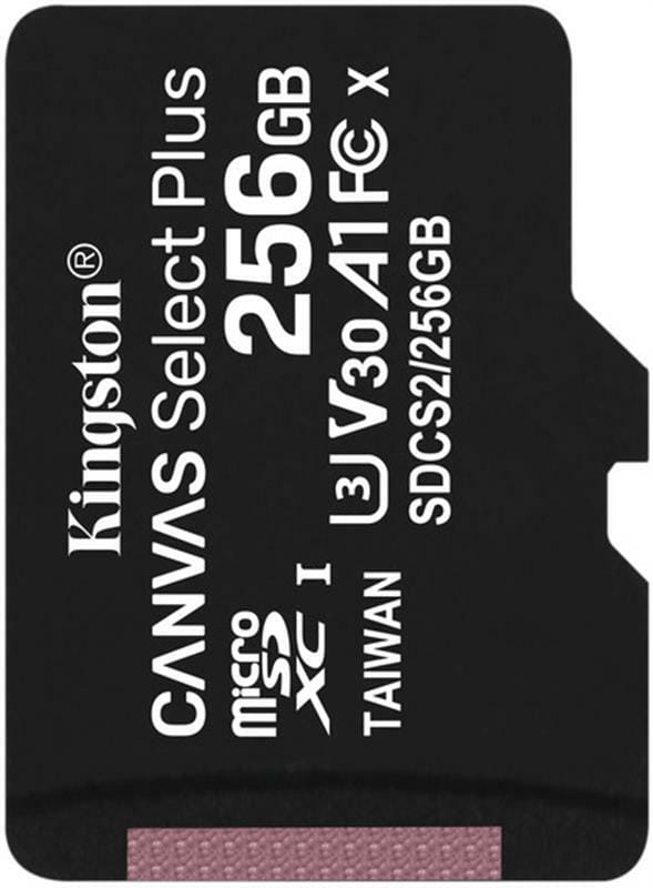 Карта памяти MicroSDXC 256GB UHS-I/U3 Class 10 Kingston Canvas Select Plus R100/W85MB/s (SDCS2/256GBSP)
