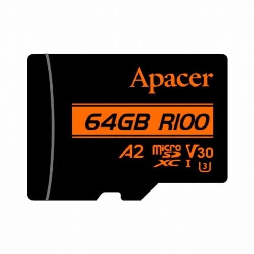 Карта памяти MicroSDXC  64GB UHS-I/U3 Class 10 Apacer (AP64GMCSX10U8-R) + SD адаптер