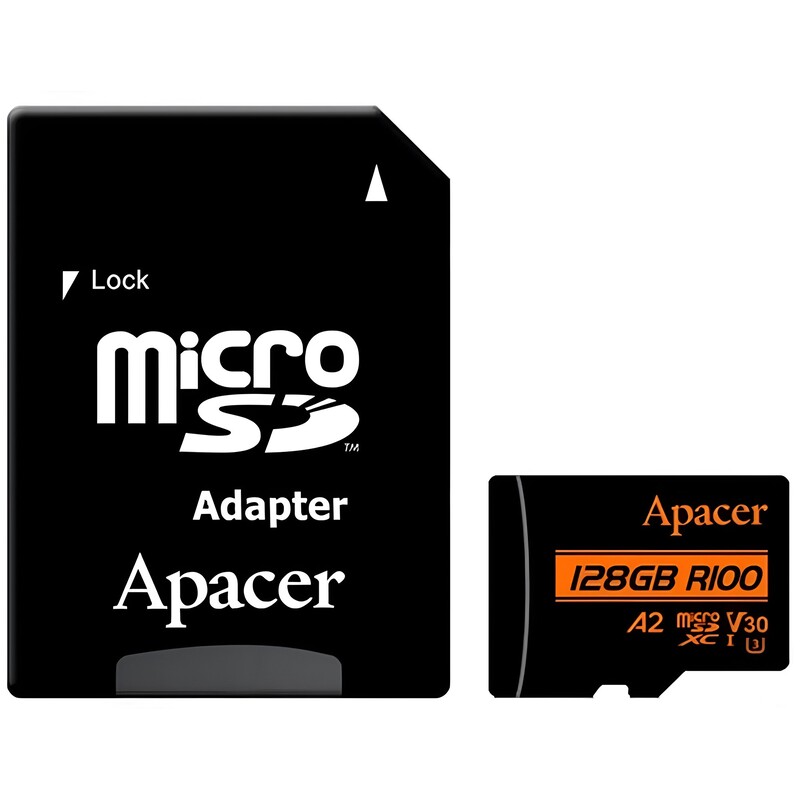 Карта пам`ятi MicroSDXC 128GB UHS-I/U3 Class 10 Apacer (AP128GMCSX10U8-R) + SD адаптер