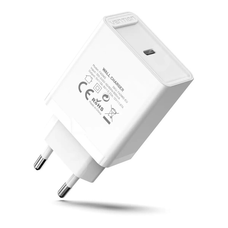 Сетевое зарядное устройство Vention USB Type C + QC4.0 (20W) White (FADW0-EU)