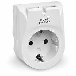 Сетевое зарядное устройство с розеткой REAL-EL CS-25 (2USB, 2.1A) White