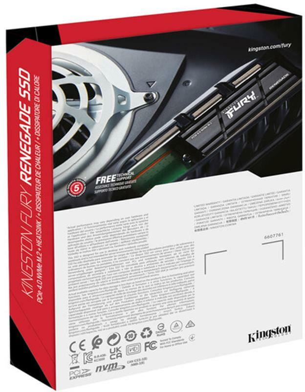 Накопитель SSD 2TB Kingston Fury Renegade with Heatsink M.2 2280 PCIe 4.0 x4 NVMe 3D TLC (SFYRDK/2000G)