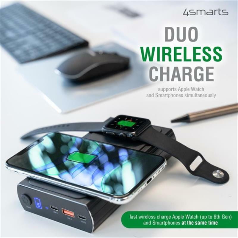 Универсальная мобильная батарея 4smarts VoltHub Graphene UltiMag 20000mAh 200W, Wireless, Black