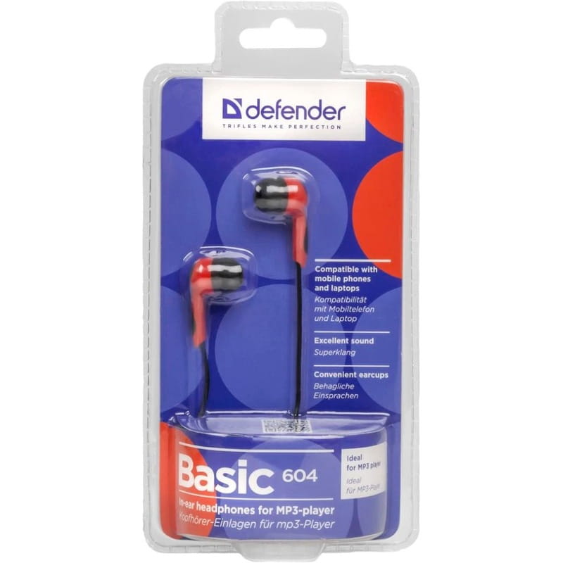 Наушники Defender Basic-604 Black/Red (63605)