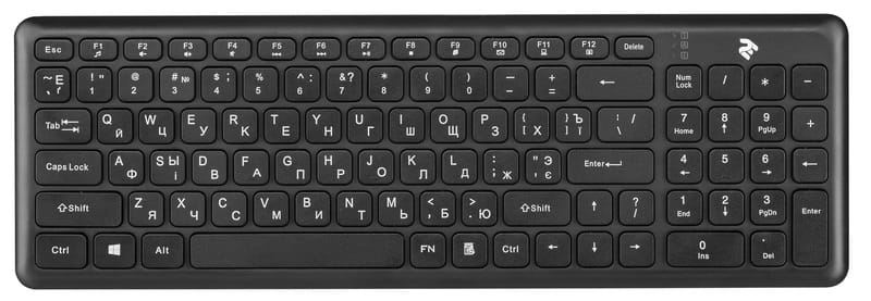 Клавиатура беспроводная 2E KS230 Slim WL Ukr Black (2E-KS230WB)