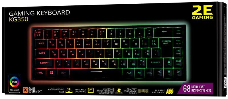 Клавиатура 2E Gaming KG350UBK RGB Ukr Black (2E-KG350UBK)