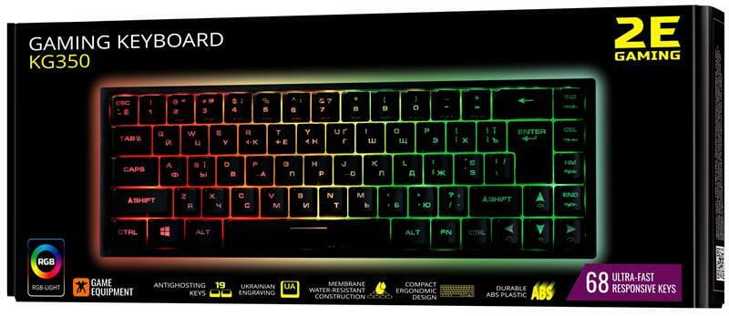 Клавіатура 2E Gaming KG350UBK RGB Ukr Black (2E-KG350UBK)
