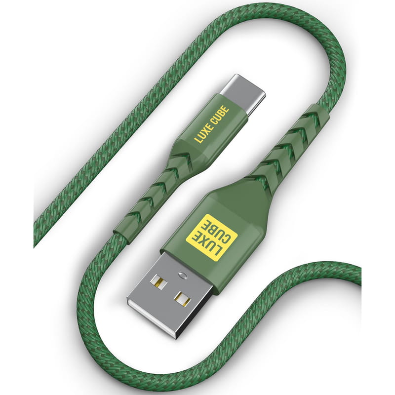 Кабель Luxe Cube Kevlar USB - USB Type-C (M/M), 1.2 м, Хакі (4826668690065)