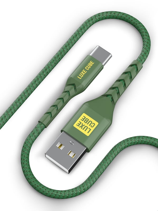 Кабель Luxe Cube Kevlar USB - USB Type-C (M/M), 1.2 м, Хаки (4826668690065)