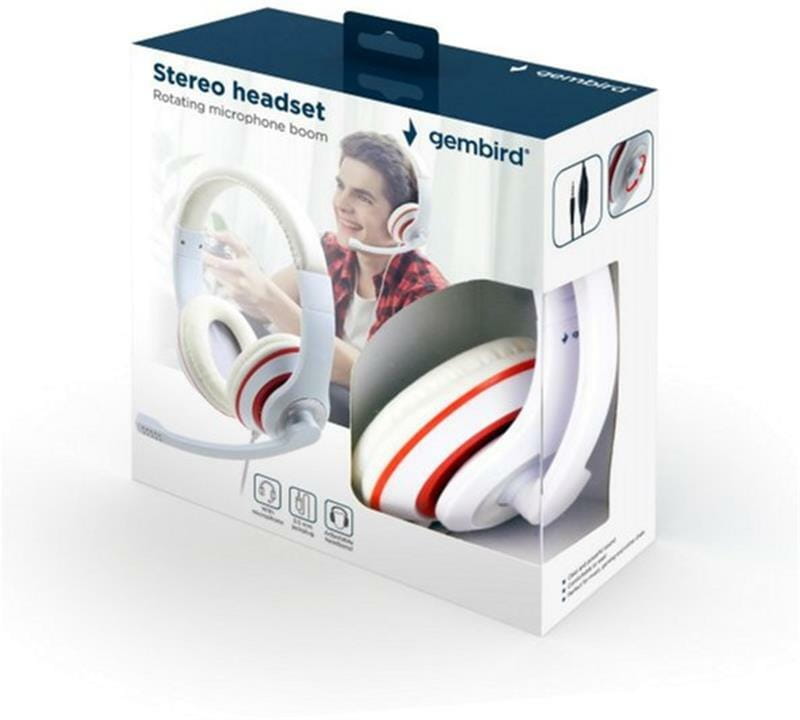 Гарнитура Gembird MHS-03-WTRD White/Red