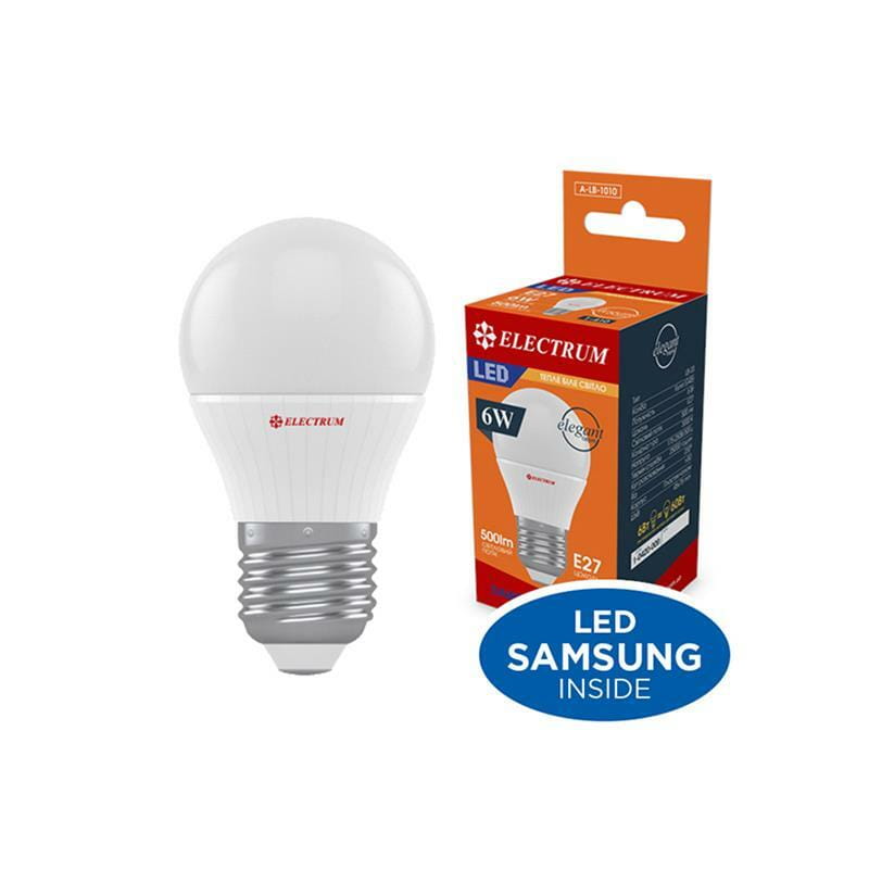 Лампа светодиодная шар Electrum 6W E27 3000K (A-LB-1010)