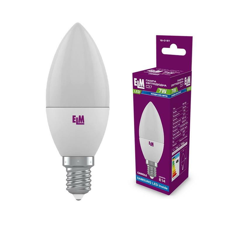 Лампа светодиодная свеча ELM 7W E14 4000K (18-0161)
