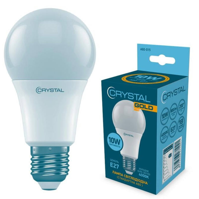 Лампа светодиодная стандартная Crystal Gold 10W Е27 4000K (A60-015)