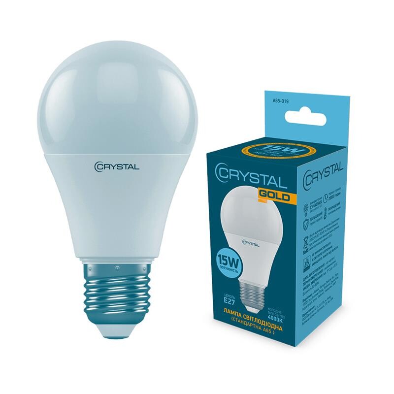 Лампа светодиодная стандартная Crystal Gold 15W E27 4000K (A65-019)