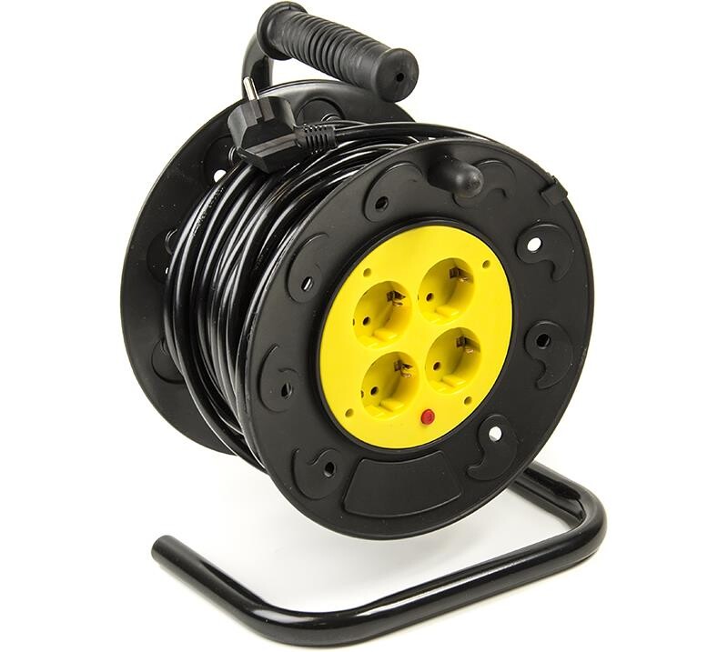 Фильтр питания PowerPlant (PPRA10M20S4L) 4 розетки, 20 м, морозостойкий, черный, на катушке