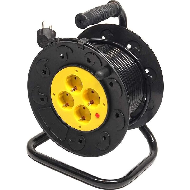 Фильтр питания PowerPlant (PPRA10M20S4L) 4 розетки, 20 м, морозостойкий, черный, на катушке