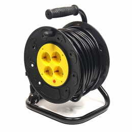 Удлинитель на катушке PowerPlant JY-2002/25 (PPRA10M250S4) 4 розетки, 25 м, черно-желтый