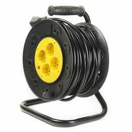 Удлинитель на катушке PowerPlant JY-2002/30 (PPRA10M300S4) 4 розетки, 30 м, черно-желтый