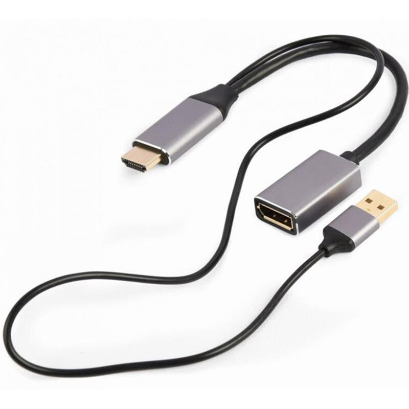 Адаптер Cablexpert HDMI - DisplayPort (M/F), 0.1 м, Black/Grey (A-HDMIM-DPF-02)