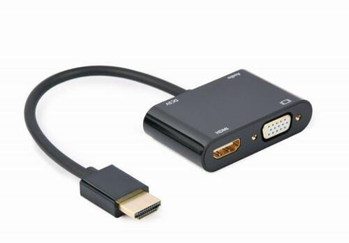Фото - Кабель Cablexpert Адаптер  HDMI - HDMI/VGA+Аудіо 3.5 мм, M/F, 0.15 м, чорний (A-HD 