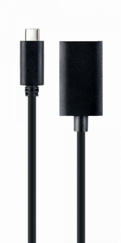 Адаптер Cablexpert USB Type-C - DisplayPort (M/F), 0.15 м, чорний (A-CM-DPF-02)