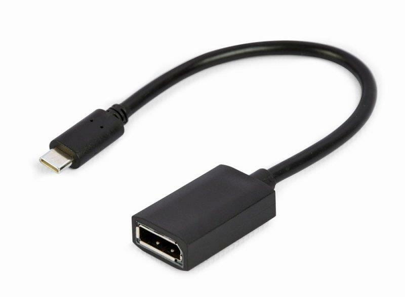 Адаптер Cablexpert USB Type-C - DisplayPort (M/F), 0.15 м, черный (A-CM-DPF-02)