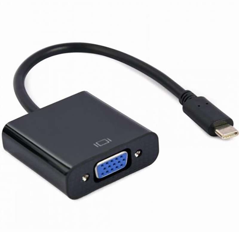 Адаптер Cablexpert USB Type-C - VGA (M/F), 0.15 м, черный (A-CM-VGAF-01)