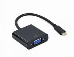 Адаптер Cablexpert USB Type-C - VGA (M/F), 0.15 м, черный (A-CM-VGAF-01)