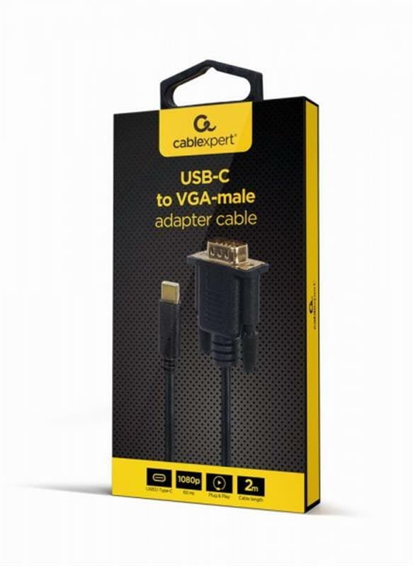 Кабель Cablexpert USB Type-C - VGA (M/M), 2 м, черный (A-CM-VGAM-01)