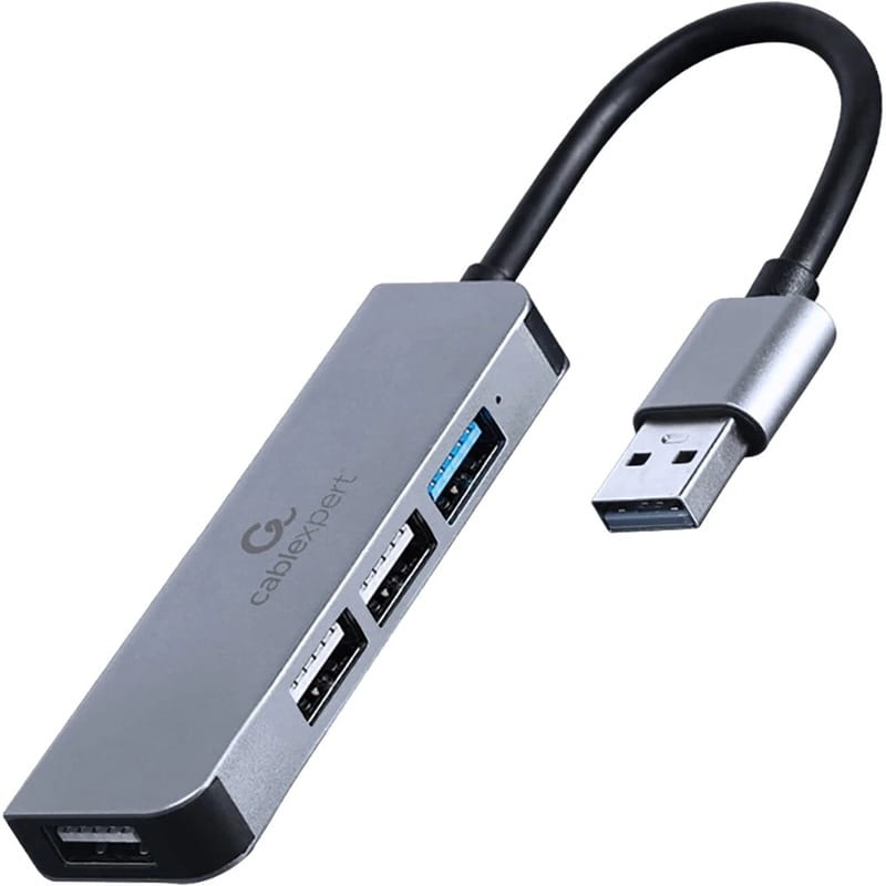 Концентратор USB Cablexpert 1хUSB3.1, 3хUSB2.0, металл, Grey (UHB-U3P1U2P3-01)